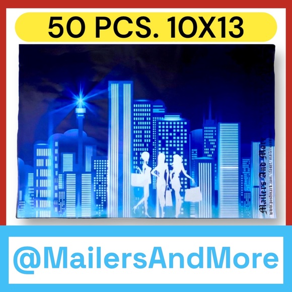 Mailers And More Accessories - 50 10X13 Poly Mailers City Lights Shipping Envelopes PRICE IS FIRM